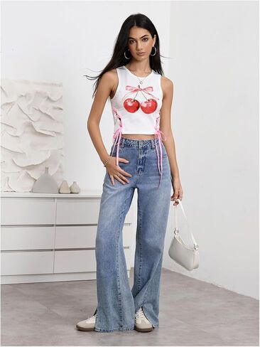 قمصان SHENHE النسائية ذات الرقبة المستديرة والأربطة وطباعة الحروف وقصة ضيقة للخروج in Kuwait