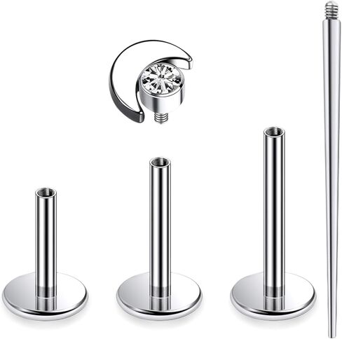 16G G23 Titanium Tragus Conch Helix Piercing Jewelry Internally Threaded Flat Back Cartilage Earrings Forward Helix Earrings Medusa Labret Piercing Jewelry for Women Men Silver 6MM 8MM 10MM in Saudi Arabia