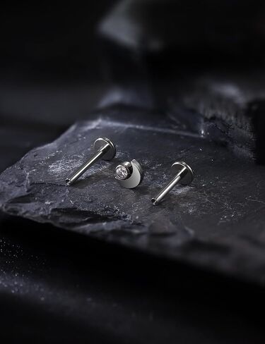 16G G23 Titanium Tragus Conch Helix Piercing Jewelry Internally Threaded Flat Back Cartilage Earrings Forward Helix Earrings Medusa Labret Piercing Jewelry for Women Men Silver 6MM 8MM 10MM in Saudi Arabia