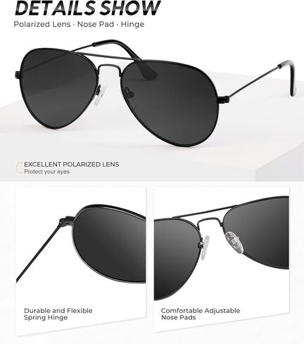 Aviator Sunglasses for Men Women Polarized Pilot Sunglasses for Driving Classic Sun glasses (3 Pack) 58mm in Saudi Arabia