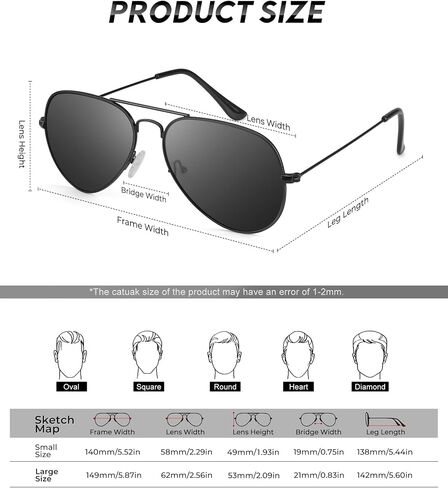 Aviator Sunglasses for Men Women Polarized Pilot Sunglasses for Driving Classic Sun glasses (3 Pack) 58mm in Saudi Arabia