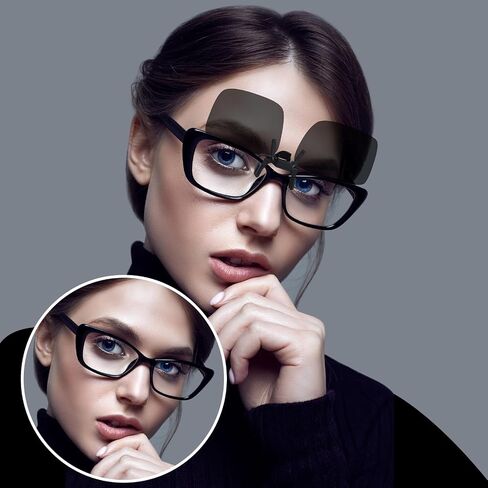 VIEWBETTER® Polarized Clip On Sunglasses Over Prescription Glasses for Men Women Flip Up Sun Glasses UV400 Protection in Kuwait