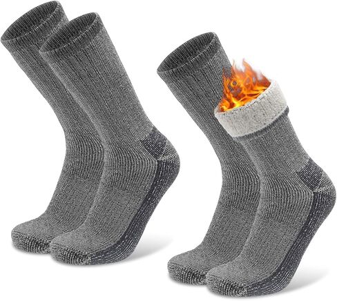 2 Pack Warm Thick Thermal Merino Wool Blend Hiking Socks for Men Women Thick Cushioned Crew Boot Socks for Winter Cold in Saudi Arabia