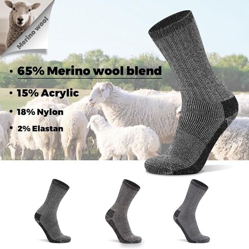 2 Pack Warm Thick Thermal Merino Wool Blend Hiking Socks for Men Women Thick Cushioned Crew Boot Socks for Winter Cold in Saudi Arabia