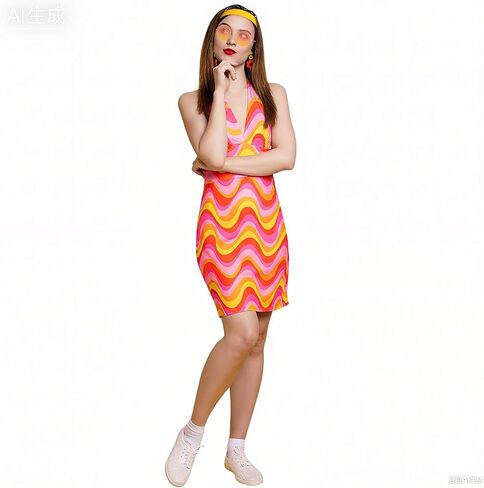 SATINIOR 4 Pcs 60s 70s Women's Hippie Costume Retro Disco Outfit Groovy Earring Headband Dress Sunglasses for Halloween Party in Saudi Arabia