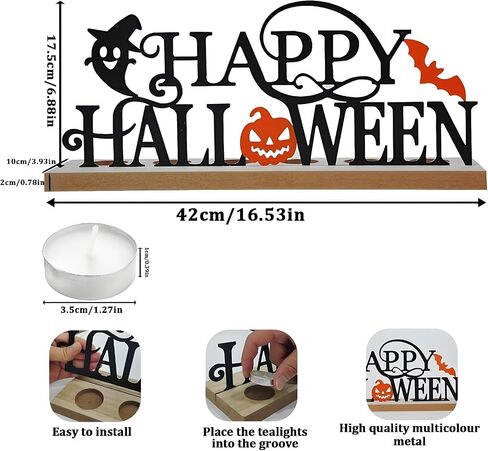 Happy Birthday Candle Holder Set, Tealight Votive Candle Holder Table Decor, 1 Happy Birthday Metal Sign & 1 Wooden Base Candle Tray, Table Centerpieces for Birthday Party Home Indoor Table Shelf in Kuwait