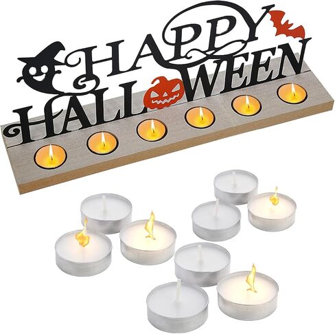 Happy Birthday Candle Holder Set, Tealight Votive Candle Holder Table Decor, 1 Happy Birthday Metal Sign & 1 Wooden Base Candle Tray, Table Centerpieces for Birthday Party Home Indoor Table Shelf in Kuwait