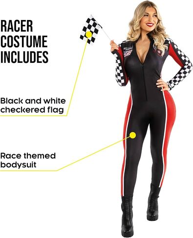 Morph Race Car Driver Costume Women Bodysuit Race Car Outfits for Women - Speed Racecar Driver Halloween Costumes For Womens in Saudi Arabia