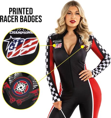 Morph Race Car Driver Costume Women Bodysuit Race Car Outfits for Women - Speed Racecar Driver Halloween Costumes For Womens in Saudi Arabia