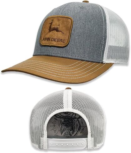 John Deere Suede Logo Patch Hat Cap Adult Gray Brown White Snap Back in Saudi Arabia