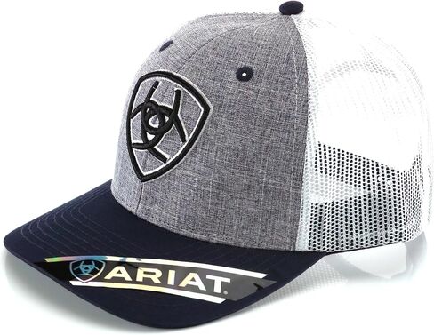 ARIAT Men's Embroidered Logo Charcoal Textured Trucker Cap in Saudi Arabia