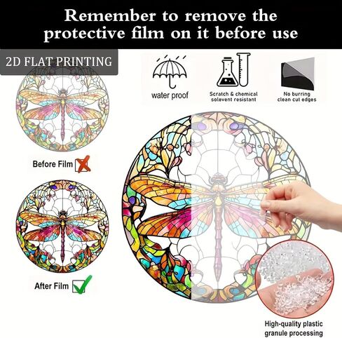 Colorful Acrylic Suncatcher, Dragonfly 7-inch Hanging Window Decor with Printed Stained Glass Style Design Sun Catcher, Gift Idea & Garden Ornament Indoor Outdoor Use in Saudi Arabia