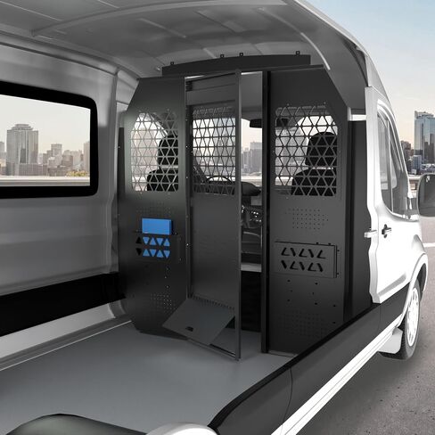 MELIPRON Van Safety Partition Bulkhead with Lock Latch Fit for Ford Transit Medium Roof, Black in Kuwait