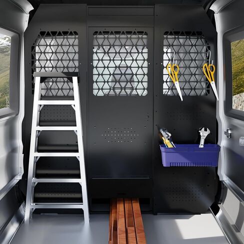 MELIPRON Van Safety Partition Bulkhead with Lock Latch Fit for Ford Transit Medium Roof, Black in Kuwait