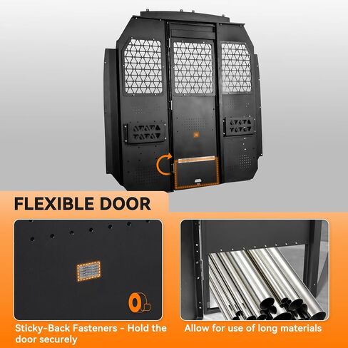MELIPRON Van Safety Partition Bulkhead with Lock Latch Fit for Ford Transit Medium Roof, Black in Kuwait