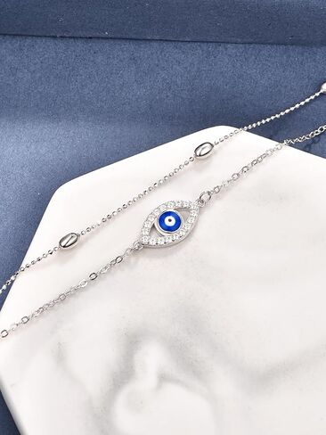 Palpitate Evil Eye Ankle Bracelet 14K Gold Plated Heart Anklet Eye of Protection Bracelet Gold Evil Eye Amulet Jewelry for Women girls in Saudi Arabia