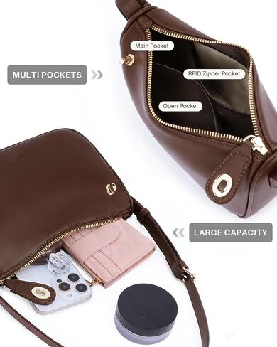 حقيبة كتف تشوليس للنساء، حقائب كروس مضادة للسرقة RFID للنساء، حقائب يد محفظة جلدية نباتية مع سحاب إغلاق in Kuwait