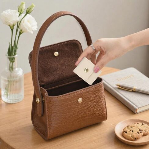 3 Pcs Mini Travel Jewelry Organizer Pouch for Women, Portable Jewelry Storage Bag for Earrings Rings (Brown, Beige, Black) in Saudi Arabia