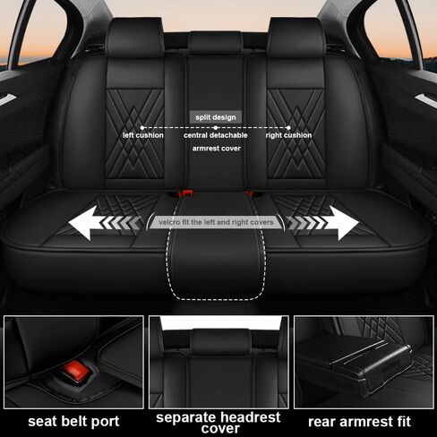 أغطية مقاعد السيارة متوافقة مع Subaru Outback 2000-2025، ملفوفة بالكامل 360 درجة، جيب تخزين متوافق مع الوسادة الهوائية، تصميم بسحاب مقاوم للاهتراء، سهل التنظيف (أسود رمادي، مجموعة كاملة مع وسادة) in Kuwait