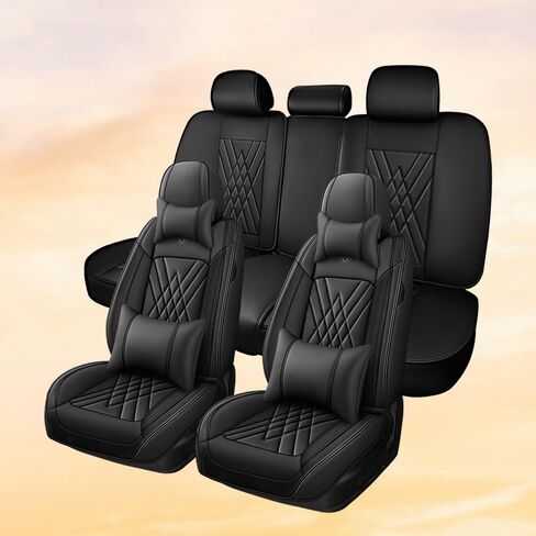أغطية مقاعد السيارة متوافقة مع Subaru Outback 2000-2025، ملفوفة بالكامل 360 درجة، جيب تخزين متوافق مع الوسادة الهوائية، تصميم بسحاب مقاوم للاهتراء، سهل التنظيف (أسود رمادي، مجموعة كاملة مع وسادة) in Kuwait
