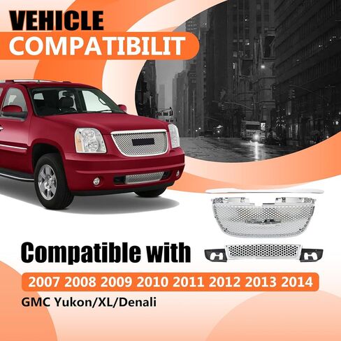 JX Racing*Accessories*Performance Compatible with 2007 2008 2009 2010 2011 2012 2013 GMC Yukon/Yukon XL 1500 Front Upper and Lower Grille and Hood Molding Trim Set black 3PCS in Kuwait