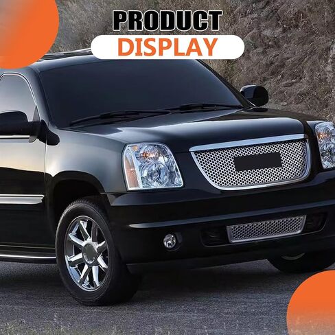 JX Racing*Accessories*Performance Compatible with 2007 2008 2009 2010 2011 2012 2013 GMC Yukon/Yukon XL 1500 Front Upper and Lower Grille and Hood Molding Trim Set black 3PCS in Kuwait