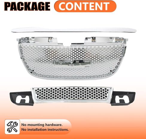 JX Racing*Accessories*Performance Compatible with 2007 2008 2009 2010 2011 2012 2013 GMC Yukon/Yukon XL 1500 Front Upper and Lower Grille and Hood Molding Trim Set black 3PCS in Kuwait