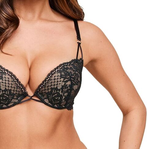 Adore Me Josie Plunge Push Up Bra - 30A-38DD Underwire Bra for Women with Lace & Satin Detail & Adjustable Straps in Kuwait