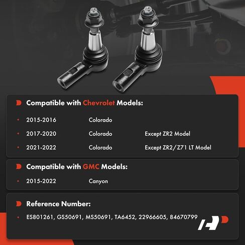 A-Premium 2 x Front Outer Tie Rod Ends, Compatible with Chevrolet Colorado 2015-2022 & GMC Canyon 2015-2022 in Saudi Arabia