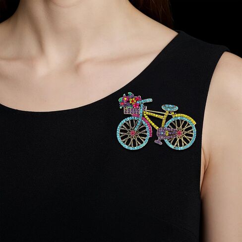 3Pcs Rhinestone Bicycle Brooch Pins, Crystal Creative Bicycles Jewelry Vintage Elegant Pin for Women Classic Wedding Fashion Jewelry Accessories Gift for Clothes Hats Bags in Saudi Arabia