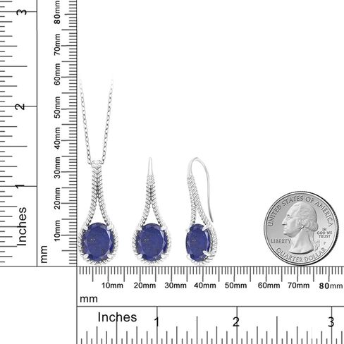 Gem Stone King 925 Sterling Silver Green Simulated Emerald Pendant and Earrings Jewelry Set For Women (12.00 Cttw, With 18 Inch Chain) in Saudi Arabia