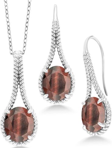 Gem Stone King 925 Sterling Silver Green Simulated Emerald Pendant and Earrings Jewelry Set For Women (12.00 Cttw, With 18 Inch Chain) in Saudi Arabia