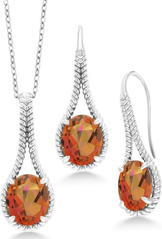 Gem Stone King 925 Sterling Silver Green Simulated Emerald Pendant and Earrings Jewelry Set For Women (12.00 Cttw, With 18 Inch Chain) in Saudi Arabia