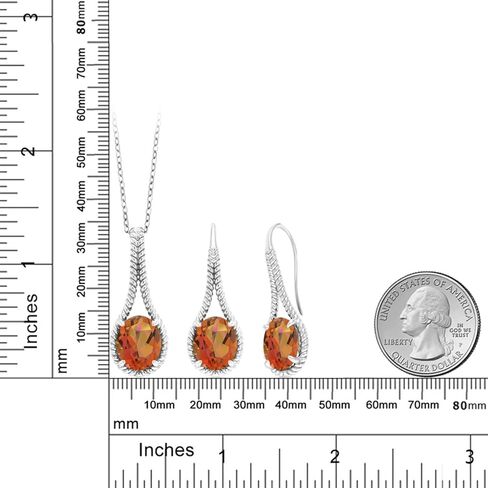 Gem Stone King 925 Sterling Silver Green Simulated Emerald Pendant and Earrings Jewelry Set For Women (12.00 Cttw, With 18 Inch Chain) in Saudi Arabia