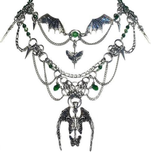 MOSTORY Black Gothic Necklace for Women - Dark Goth Necklace for Women Witch Aesthetic Renaissance Renfaire Cosplay Halloween in Saudi Arabia