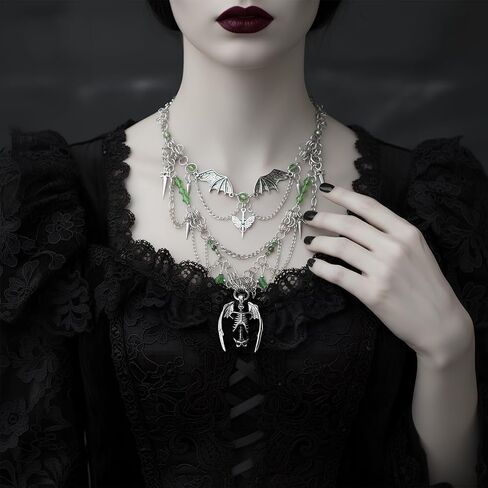 MOSTORY Black Gothic Necklace for Women - Dark Goth Necklace for Women Witch Aesthetic Renaissance Renfaire Cosplay Halloween in Saudi Arabia