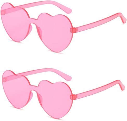 2 Pack Heart Sunglasses for Women Heart-Shaped Glasses Accessories Neon 80s Style Shades Trendy Heart Glasses in Saudi Arabia