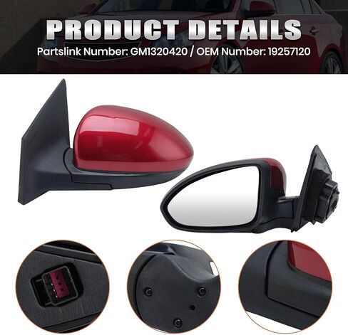 Left Driver Side Mirror Compatible with Chevrolet Chevy Cruze 2011-2015 Power Glass Manual Folding without Heated without Turn Signal Replace GM1320420 3 Pins (Silver Gray) in Kuwait