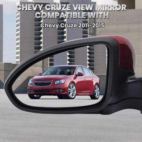 Left Driver Side Mirror Compatible with Chevrolet Chevy Cruze 2011-2015 Power Glass Manual Folding without Heated without Turn Signal Replace GM1320420 3 Pins (Silver Gray) in Kuwait