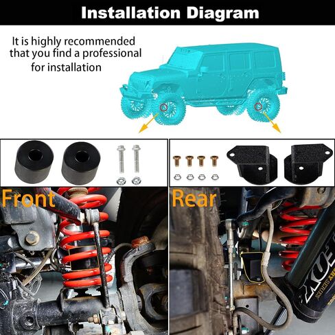 Hooke Road 4" Front and Rear Bump Stop Extensions Spacers Kit Compatible with 2007-2018 Jeep Wrangler JK & Unlimited 2/4 Doors in Saudi Arabia