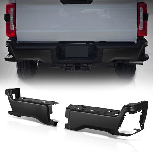 استبدال غطاء نهاية المصد الخلفي من Auto Dynasty متوافق مع 2023 2024 2025 Ford F250 F350 F450 Super Duty، بدون فتحات مستشعر وقوف السيارات، الجانب الأيمن للركاب، كروم مصقول in Saudi Arabia