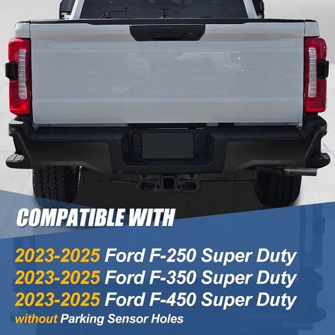 استبدال غطاء نهاية المصد الخلفي من Auto Dynasty متوافق مع 2023 2024 2025 Ford F250 F350 F450 Super Duty، بدون فتحات مستشعر وقوف السيارات، الجانب الأيمن للركاب، كروم مصقول in Saudi Arabia