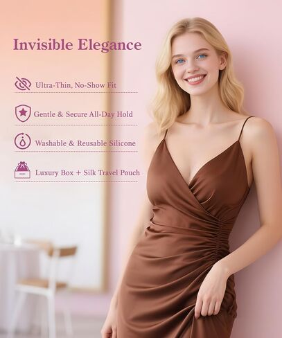 Xene Nipple Covers for Women - Invisible No Show Reusable Sticky Silicone Pasties with Luxury Box for Travel Confidence in Saudi Arabia