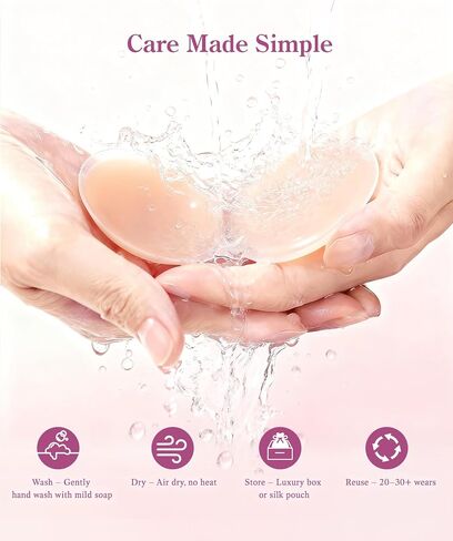 Xene Nipple Covers for Women - Invisible No Show Reusable Sticky Silicone Pasties with Luxury Box for Travel Confidence in Saudi Arabia