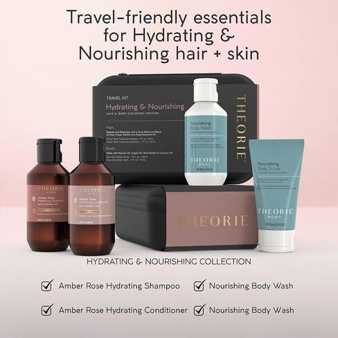 THEORIE PURE Collection Travel Set- Hypoallergenic-Shampoo, Conditioner, Body Wash & Face and Body Scrub- Fragrance-Free. No Sulfate, Paraben, Phthalate,or synthetic Dyes- Clean Beauty for Hair & Body in Kuwait