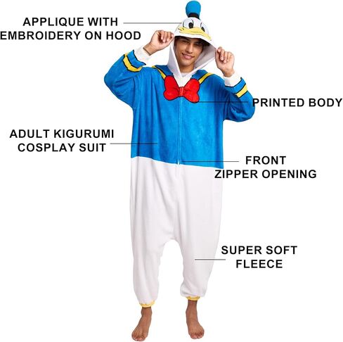 Disney Donald Duck Adult Long Sleeve Hooded Kirgumi Onesie Costume Cosplay Suit in Saudi Arabia