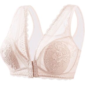 Wireless Bras for Women No Underwire Front Closure Plus Size Bra Comfortable Plunge Lace Womens Bras in Saudi Arabia