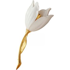 Tulip Brooch Women Gold Plated Alloy Resin Corsage Jewelry Gift Brooch Badge Love Accessories Jewelry Accessories Chest, White in Saudi Arabia