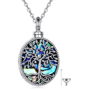 onefinity شجرة الحياة قلادة الجرة للرماد الفضة الاسترليني جولة Moonstone قلادة الحرق للرماد تذكار الذاكرة مجوهرات للنساء الرجال in Kuwait