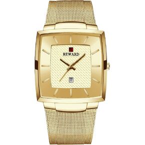 Watches Square Analog Quartz Stainless Steel Watches for Men Mesh Strap Waterproof Business Military Sport Wrist Watch with Date in Saudi Arabia